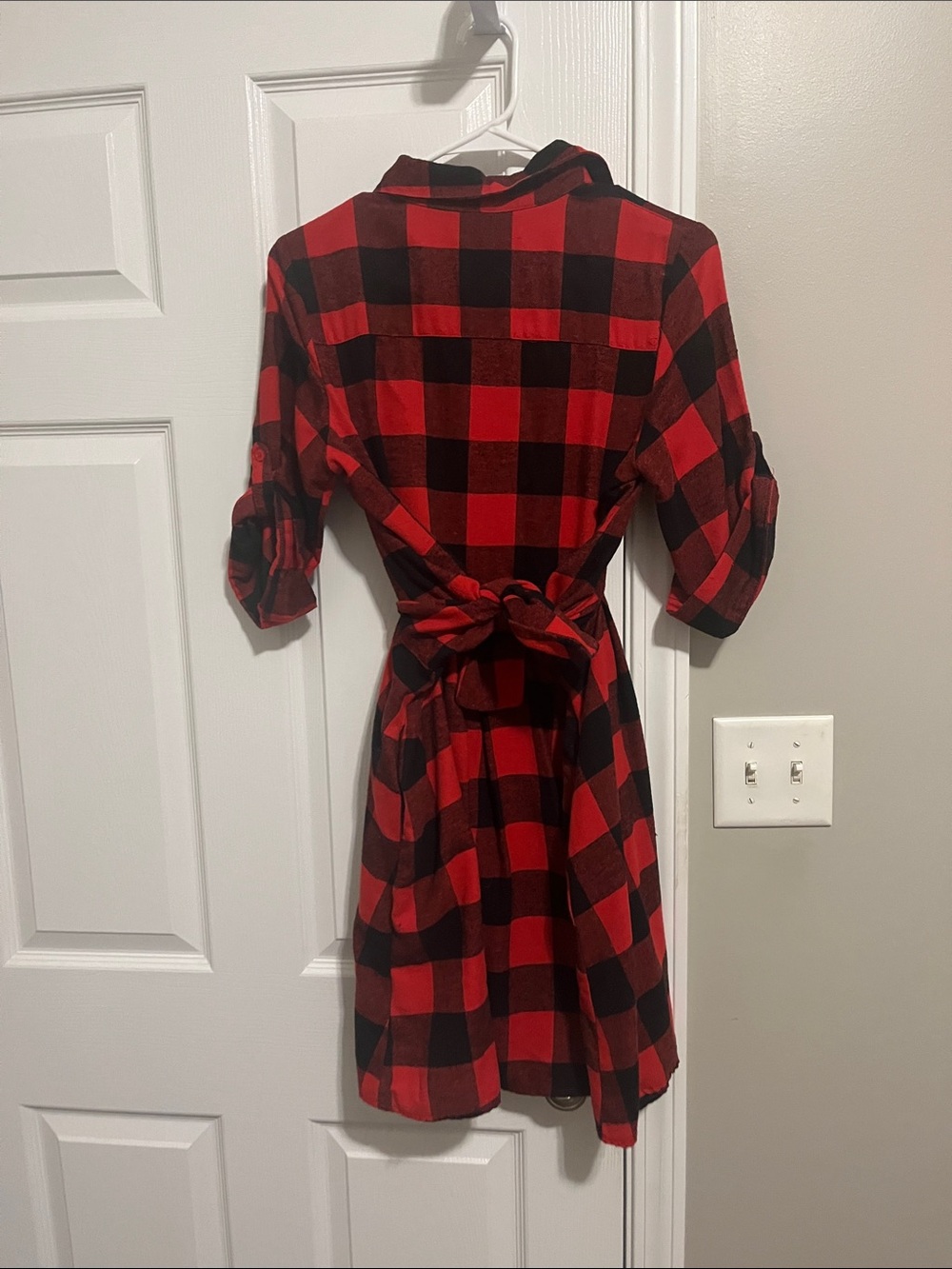 CY Red Plaid Dress with Belt - Picture 3 of 6